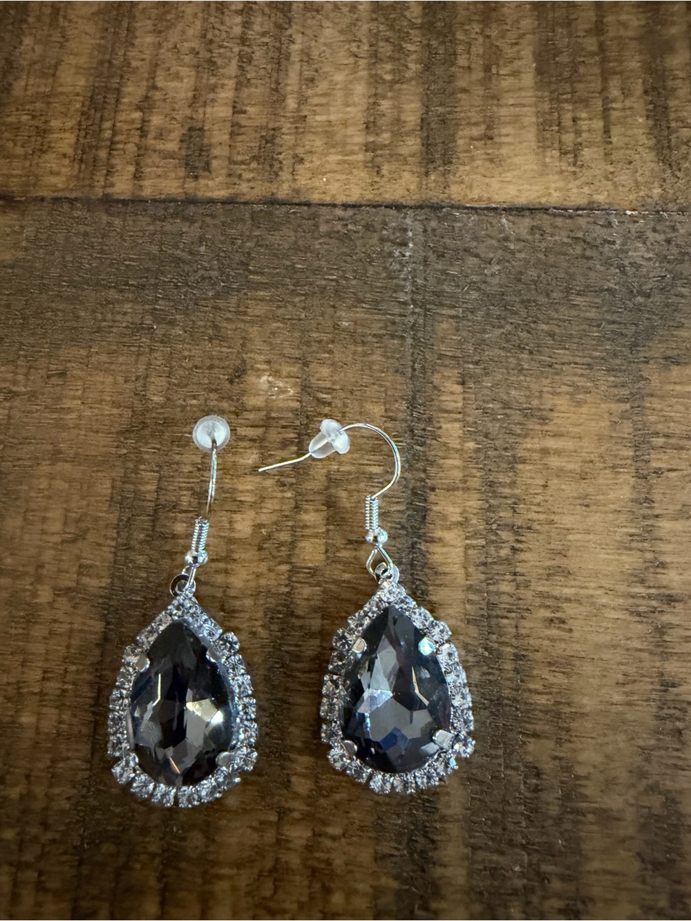 paparazzi Silver-Tone Black Teardrop Dangle Earrings